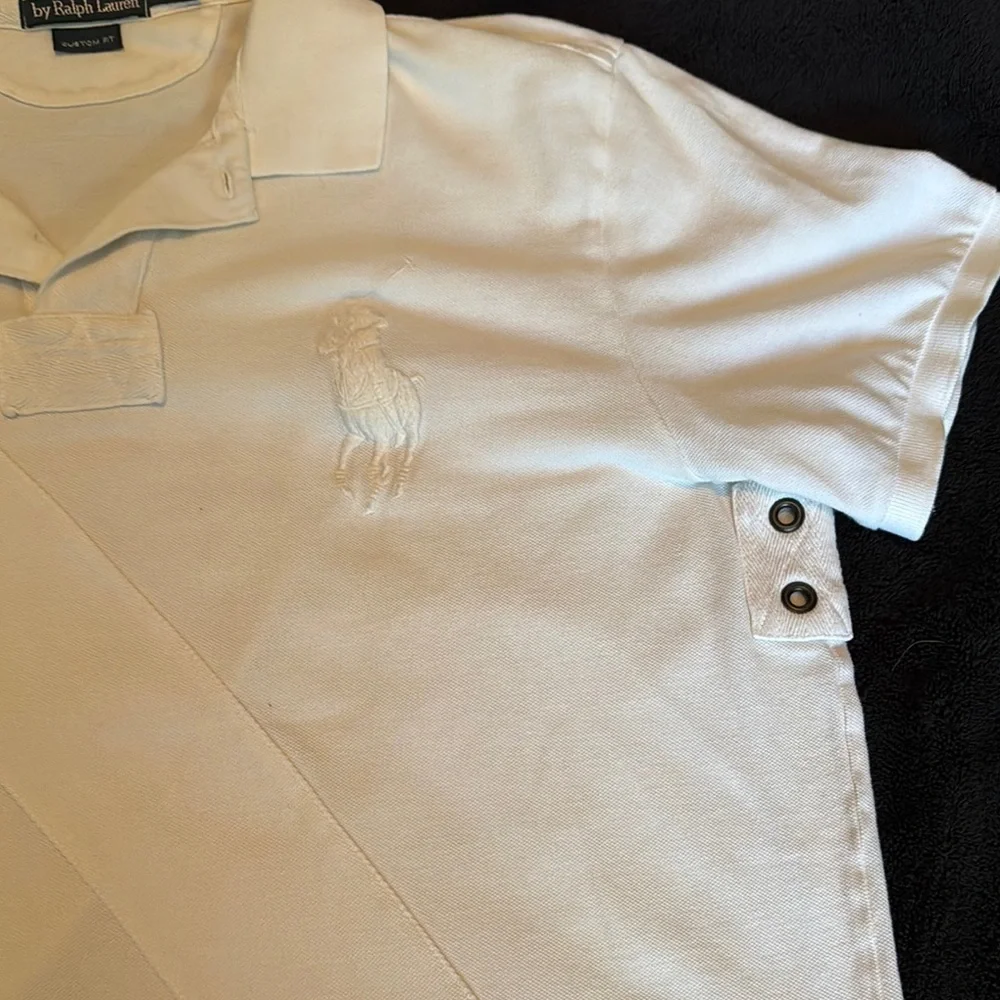 Vintage 90s Ralph Lauren Mens White Polo Big Pony Polo Triple White
